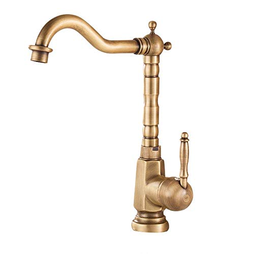 Mitigeur de lavabo anti-éclaboussures en laiton antique pour arche haute