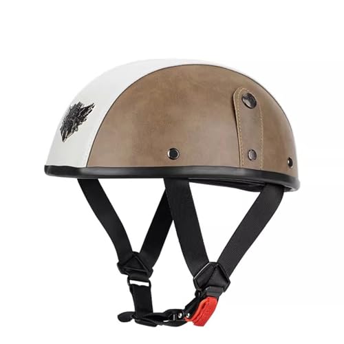 QJWMatic Casco De Motocicleta Retro para Niños, Medio Casco Multiusos para Todo Tipo De Clima Abierto Homologado ECE G,50-55cm