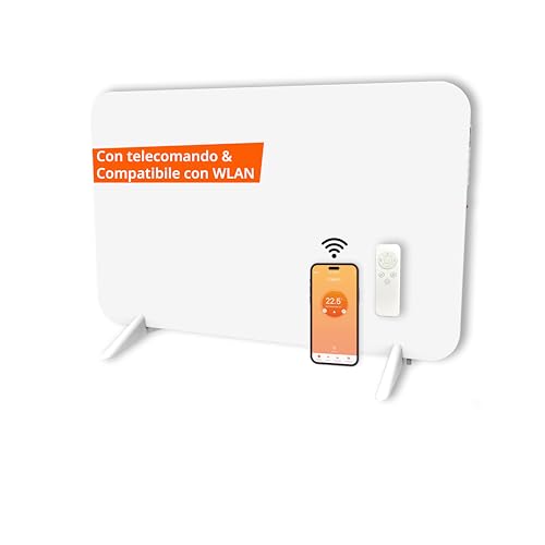 Könighaus Riscaldamento a infrarossi dual intelligente 450 W con controllo Wi-Fi tramite app e telecomando, con piedini porta-asciugamani e kit di montaggio Colore: Bianco