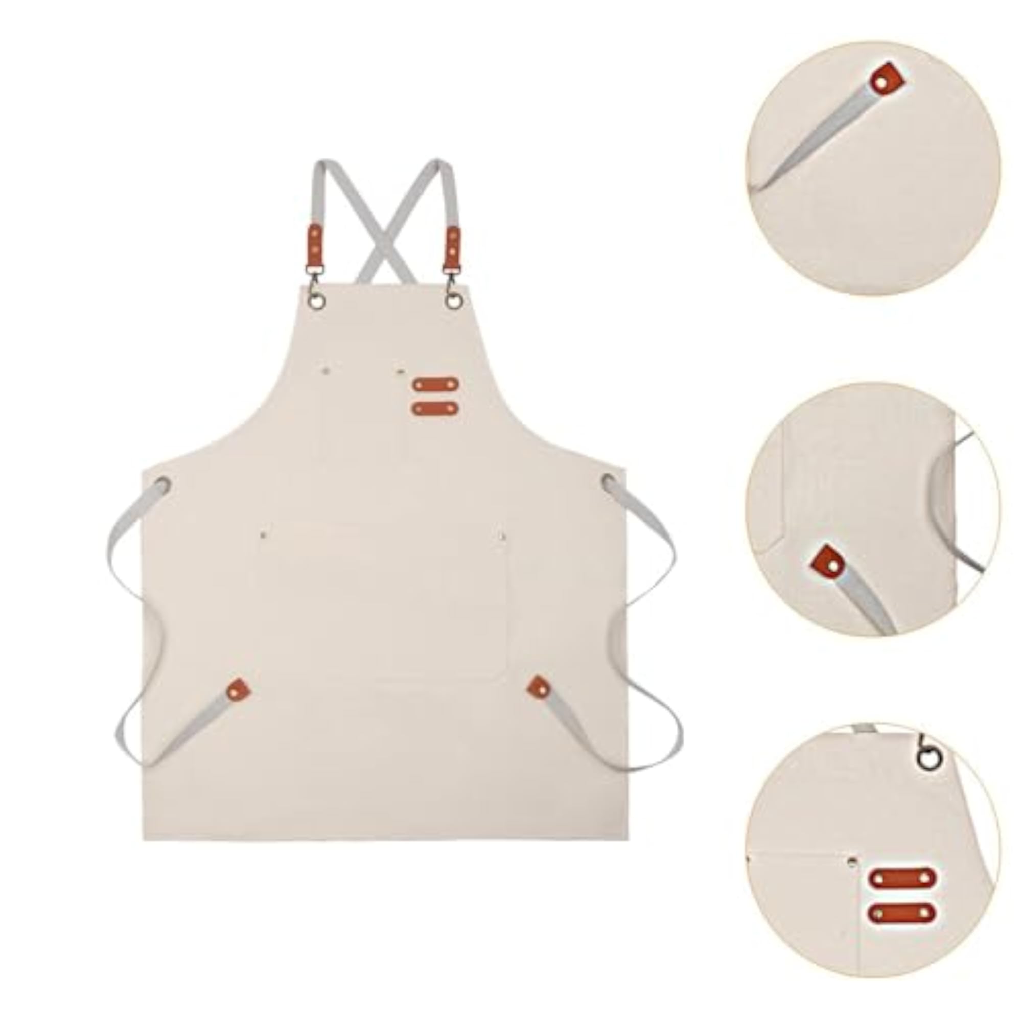 Canvas Apron, Adjustable Strap Work Apron, Beige