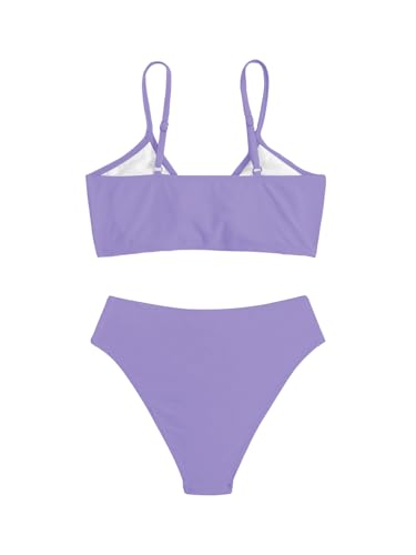 Image of COZYEASE Girls' 2 Piece Ditsy Floral Print Knot Front Ruched Triangle Bikini Swimsuit