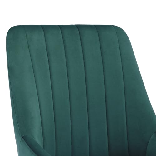 Image of Finch Fox Morris Velvet Dining Chair for Living Room, Bedroom, Home Office with Black Metal Legs in Dark Green Color