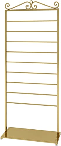 UWYTGF Craft Room Organiser Display Display Stand Gold Metal Storage Organizer Versatile,9 Tier Large Capacity Ribbon Holder Stand for Wrapping Paper/Silk Scarf/Towels/Scarf,Dis,Gold,27.5X15.7X66.9In