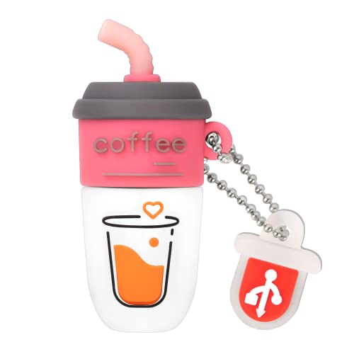leizhan Clé USB 32Go, Clé USB Unique en Forme de Café, Mini Clef USB Jolie en Silicone, Fantaisie Clef Flash Drive Stockage Mémoire, Bon Cadeau (Rose)