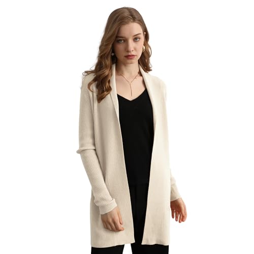 GreenMount Cashmere Women’s Front Fashion Cardigan for Annual Lightweight Mid-Length Cashmere Coat