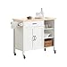 SoBuy FKW103-WN Design Küchenwagen mit Arbeitsplatte Kücheninsel Küchenschrank Rollwagen Sideboard auf Rollen Küchentrolley Weiß-Natur BHT ca.: 108x89x48cm