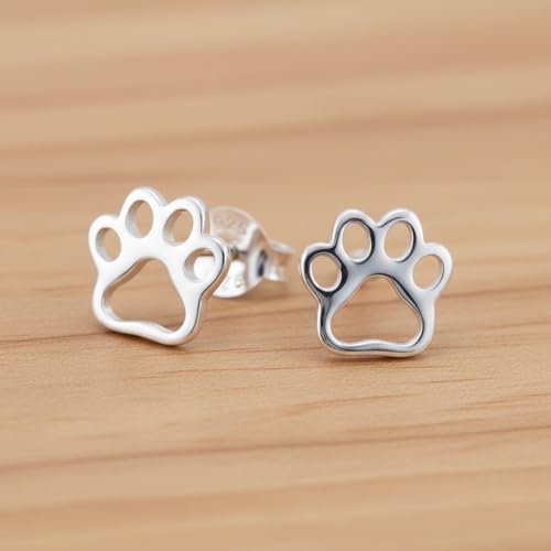 Image of 925 Sterling Silver Paw Print Stud Earrings (Choose Your Style) (Nickel Free)