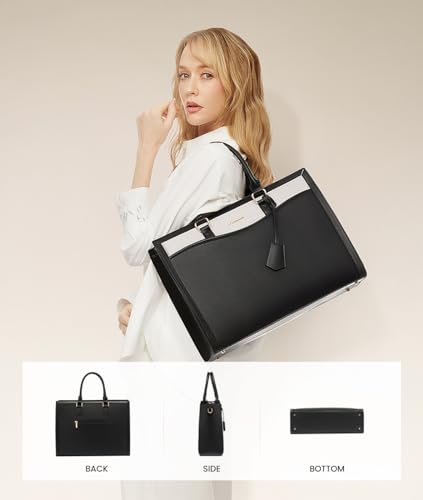 Image of LOVEVOOK Laptop Tote Bag for Women, Office Work Bag Briefcase fit for Laptop, Large Capacity Teacher Bag Handbag