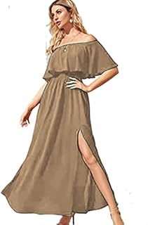 فستان كاجوال من قماش شيفون للنساء من اف جي - نمط بلوزة بكشكشة وذيل - لون