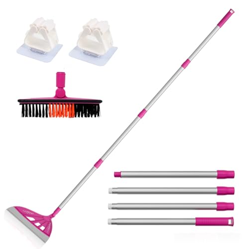 Image of AIr Broom Sweeper, Multifunction Replaceable Silicone Broom, Household Squeegee for Floor Cleaning, Bathroom, Pet Hair, Dog Broom Brush Set (Bright Pink)