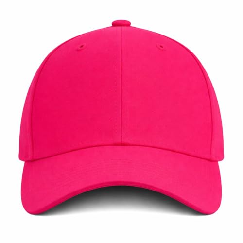 MFAZ Morefaz Ltd Classic Kids Cotton 6-Panel Baseball Cap with Adjustable Strap for Boy and Girl Comfortable Everyday Hat (Fuchsia)