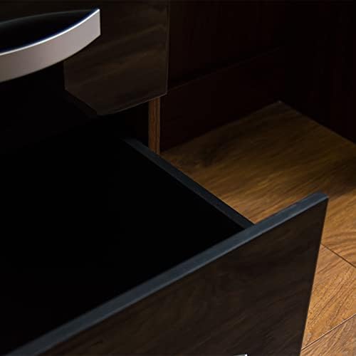 Amazon Brand - Movian Hulio High Gloss 3 Drawer Dressing Table, Black and Walnut, 79 x 93 x 38 cm
