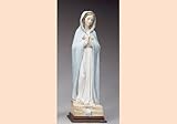 Generico ArteSacraCaravaggio Statue der Madonna von Montichiari, 41 cm (16,14 Zoll) aus Alabasterpulver, Holzsockel, handverziert, Made in Italy