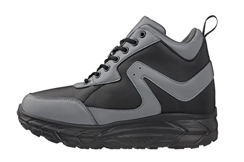 CALTO Men's Invisible Height Increasing Elevator Shoes - Black/Grey Lace-up High-Top Hiking Style Sneaker Boots - 4 Inches Taller - S22771 - Size 8 D(M) US3