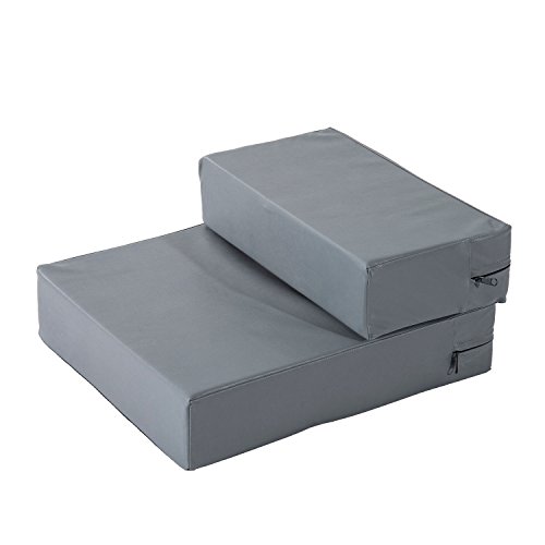 PawHut Tiertreppe Tierunterlage Klappbar Hundetreppe Treppe Unterlage für Katze und Hunde Grau L42 x B39 x H20 cm