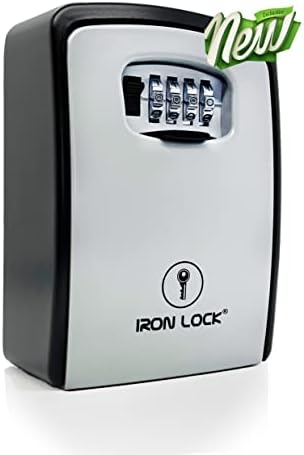 Iron Lock® - XXL Key Lock Box Wall Mount for Keys 4 Digit Combination with Resettable Code with A B Switch Extra Large lockbox Indoor Outdoor Waterproof Big Key Lock Box House Spare Keys Hide a Key