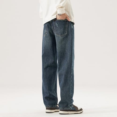 Jeans Pants Trousers Denim Spring and Autumn Men's High Street Retro Loose Haren Wide Leg Floor2