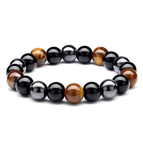 Bracelet agate 10 mm tressé réglable noir, le cadeau d'anniversaire parfait pour elle