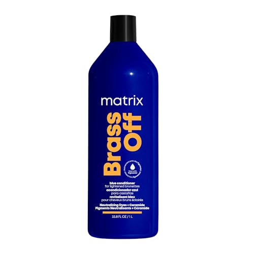 MATRIX Brass Off Blue Conditioner | Removes Brassy Orange Undertones | Color Depositing & Toning | Pigmented Conditioner For Lightened Brunettes | For Color Treated Hair | Salon Conditioner | Vegan