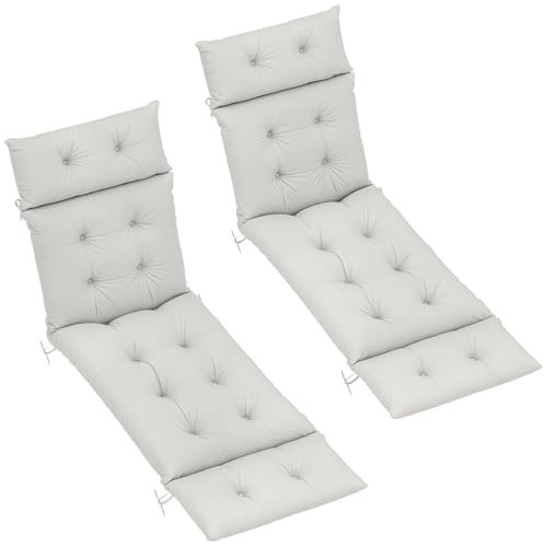 Outsunny Lot de 2 Coussins de Chaise Longue Coussin Bain de Soleil - épais, Confortable et...
