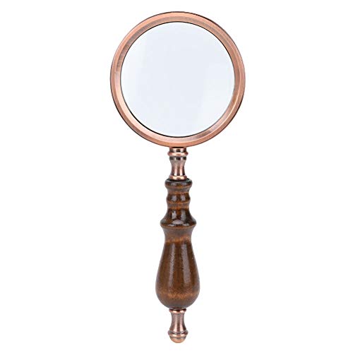 Oumefar Antik Handlupe 10X Handheld lupe Abnehmbare Holzgriff Lupen Leseinspektion Lupe Zinklegierung Lupe Hohe Vergrößerung für Senioren,Kinder