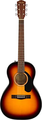 Fender Cp-60S Solid Top Parlor Acoustic Guitar - Sunburst Bundle With Gig Bag, Tuner, Strap, Strings, Picks, Fender Play Online Lessons, And Austin Bazaar Instructional Dvd #TOP1