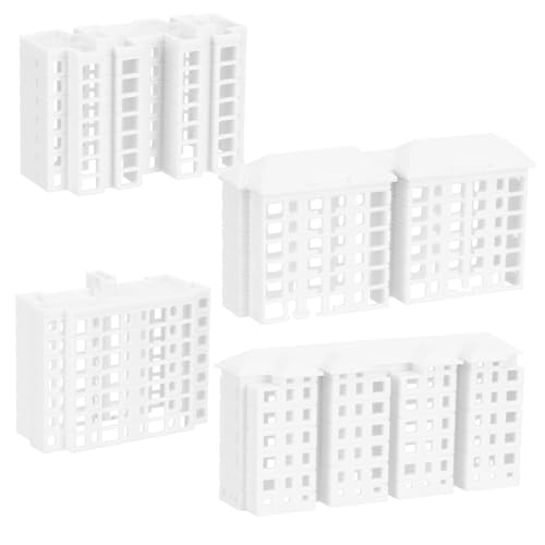 BCOATH 4Pcs Miniature Plastic Building Model DIY Fake Residential Architecture for Table Landscaping Tiny Model Buildings for Home Decor and Creative Projects