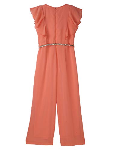 Image of Cub McPaws Girls Ruffle Sleeves Jumpsuit with Belt | 4-12 Years