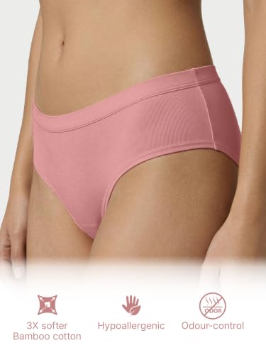 Image of Enamor Bamboo Cotton IP01, Mid Waist Women's Hipster Panty - 3X Softer, 4X More Absorbent, Antimicrobial, No-Pinch Waist, All-Day Comfort