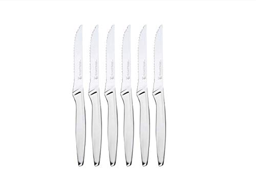 HENCKELS 6 Piece Kitchen Steak Knife Set, Premium Silver, Stainless Steel Serrated Cutlery Set, German Engineered Informed by 100+ Years of Mastery