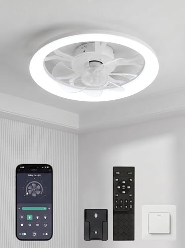Ventilateur de plafond moderne avec LED dimmable et télécommande blanc Ø45 cm