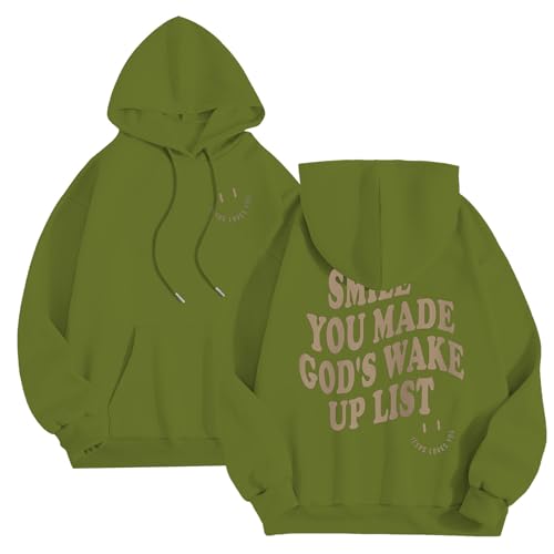 Generisch Sudadera con capucha negra para hombre, informal, holgada, sudadera de punto, Verde militar., L
