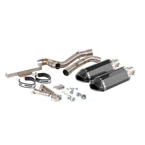 Motorradauspuff mit Mittelverbindungssystem Escape Slip-on für Yamaha Tenere XT660Z 2008-2017 Schalldämpfer(Version A)