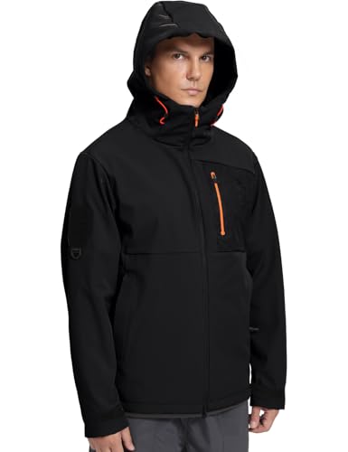 Men's Softshell Jacket Lightweight Waterproof Hooded Insulated Rain Jacket Windbreaker for Hiking & Travel2