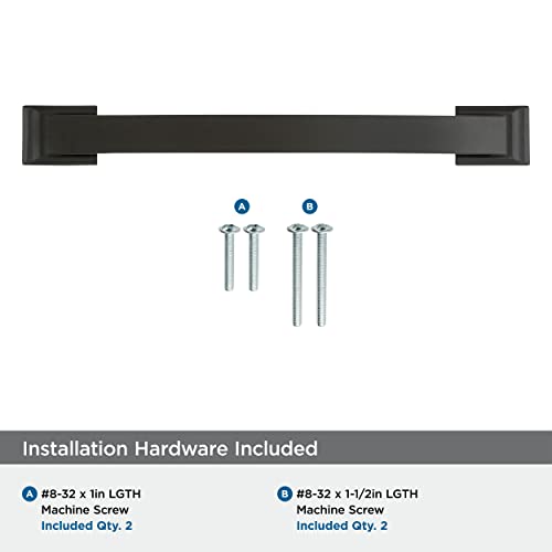 Image of Amerock | Cabinet Pull | Black Bronze | 6-5 /16 inch (160 mm) Center to Center | Candler | 1 Pack | Drawer Pull | Drawer Handle | Cabinet Hardware
