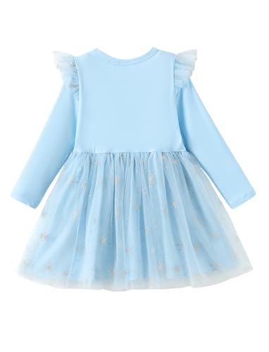 Image of Disney Girls' Tulle Tutu Dress Birthday Party Outfit Baby /Toddler | Officially Licensed, Frozen Elsa, Minnie, Princess, Velvet Top with Belt, Multi-Layer Mesh Skirt, Ruffle Long Sleeve Clothes