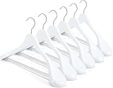 MELA’S Wooden Wide Clothes Hanger, Natural Wood, Pack of 12, Non-Slip, for Stable Jacket, Suit, Shirts, Extra Wide Shoulders, Trouser Bars, 45 x 23 x 5.5(White)
