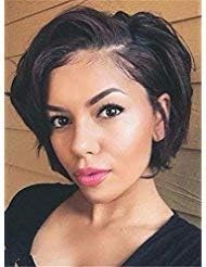 SHANELL 8A Straight Bob Style Full Lace Human Hair Wigs With Baby Hair For Black Women 130% Density Short Brazilian Human Hair Bob Wigs Side Part 8"