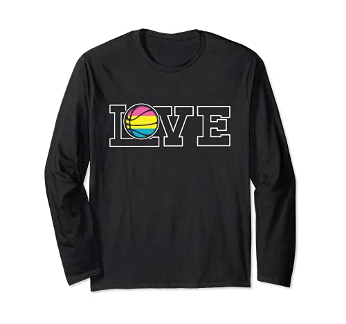 Love Basketball LGBT-Q Pansexual Pride Sport Fan Ally Long Sleeve T-Shirt, Black