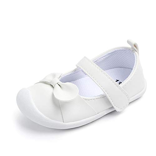 LACOFIA Bailarinas bebé niña Zapatos Antideslizantes Primeros Pasos para bebé niñas con Suela Blanco 20