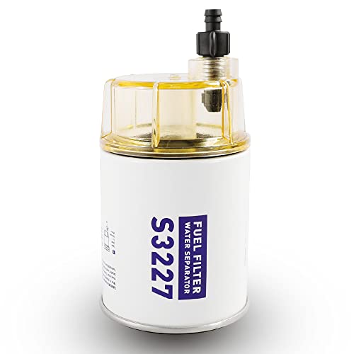 S3227 Fuel Filter Marine Fuel Water Separator With Clear Bowl Replacement for Marine Outboard Motor Replace# S3227 320R 490R-RAC-01 18-7948 9-37882 18-7922 18-7922-1