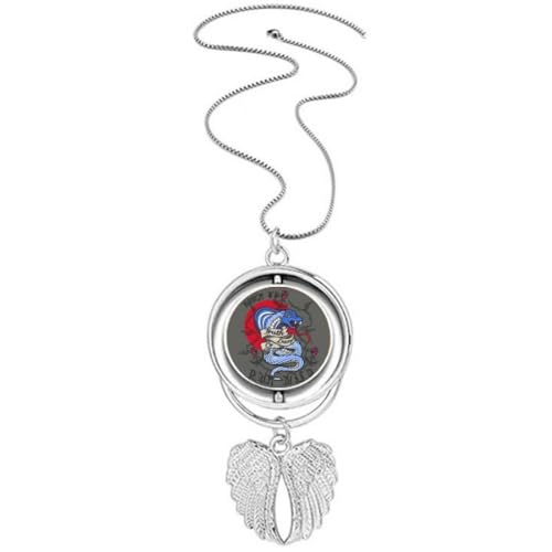 Collier ailes d'ange et serpent aux finitions ciselées effet argent vieilli