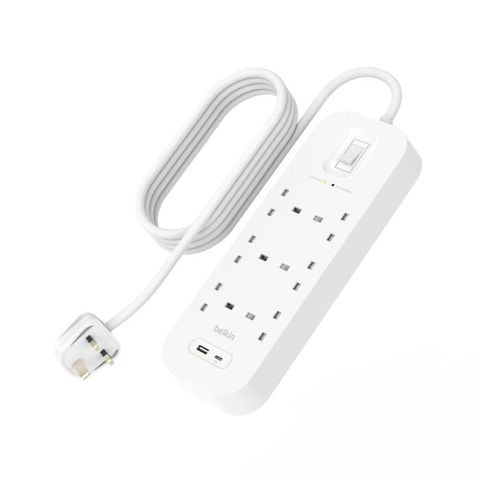 6-Way 2M Surge Protector with USB A & C by BELKIN