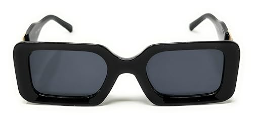 Designer Square Sunglasses with Gold Accent Temple Arms, Black or Brown Frame2