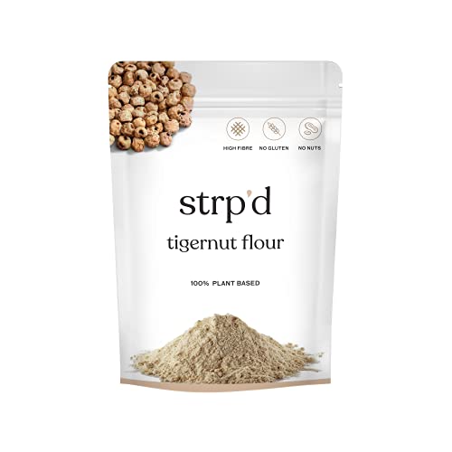 STRP'D Harina de Chufa Extrafina (400g) | Alternativa sin gluten y sin nueces a la harina de almendras | Fresado a partir de 100 % chufas | Alto en fibra | vegano | naturalmente dulce