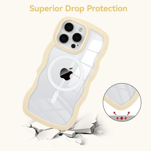 Coque iPhone 16 Pro silicone jaune avec cadre ondulé et protection MagSafe