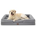 Bedsure Dog Sofa Bed Extra Large - Washable Orthopedic Dog Beds and Couch with Removable Flannel Zipper Cover, XL Pro Waterproof Human Dog Bed for Adults, Grey Squre Pet Bed, 114x81x17.5cm