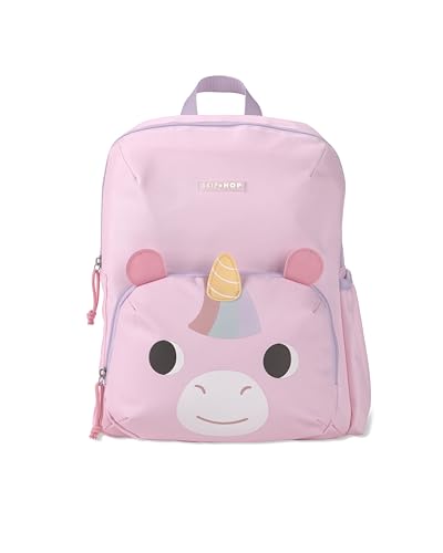 Image of Skip Hop Toddler Backpack with Adjustable Padded Straps, Front Zip Pocket and Side Bottle Pocket, Fits School Size Folders, Besties Squad, Unicorn, Age 3+
