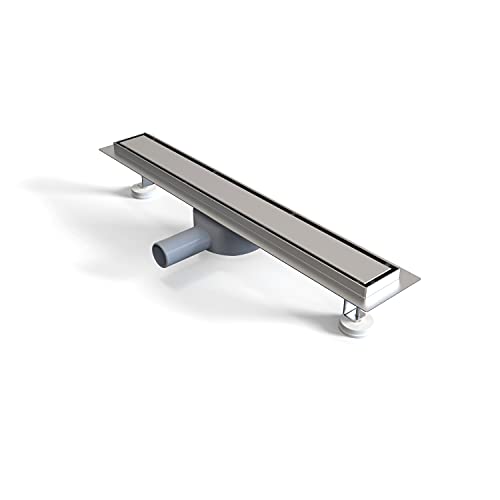 Aica Canal de drenaje de acero inoxidable Canaleta de ducha Canaleta de desagüe para ducha Canaleta de ducha exterior con rejilla, Desagüe de ducha, doble cara