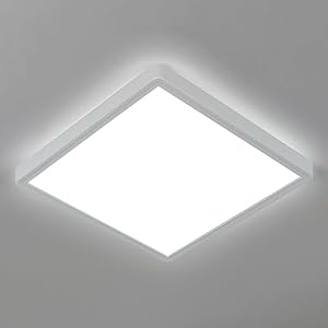 AUA LED Flush Mount Ceiling Light, 24W 12inch Ultra Thin Square Ceiling Lighting, Slim Flat Ceiling Lights Panel Lighting Fixture for Bedroom Hallway Kitchen Living Room, White